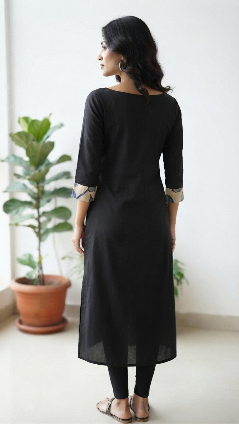 Penkalankari With White Lace Boder Kurti Under 399
