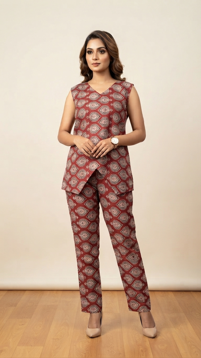 Ajrak Printed Cotton Co-ord Set Under 600